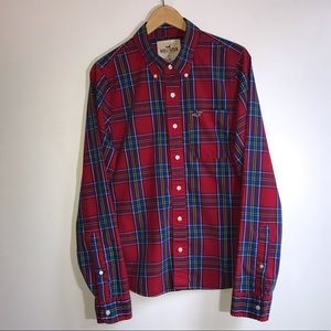 HOLLISTER men’s Long Sleeve plaid button down XLARGE
